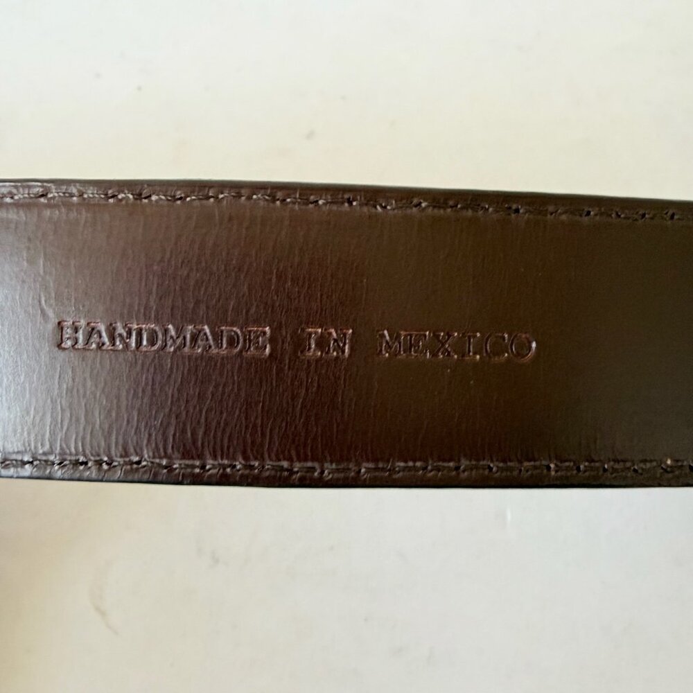 Rod Patrick Mens Full Quill Ostrich Leather Belt Dark Brown 1.25” Taper Sz 36 - Picture 8 of 11
